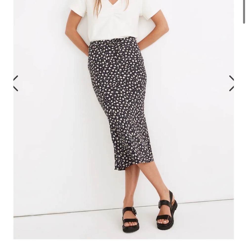 Madewell Drawstring Midi Slip Skirt in Sweet Floral